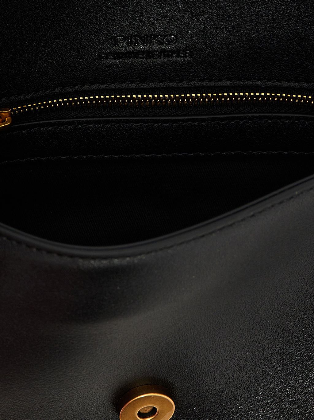 PINKO Mini Love Slouchy Black Leather Shoulder Bag