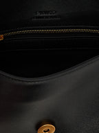 PINKO Mini Love Slouchy Black Leather Shoulder Bag