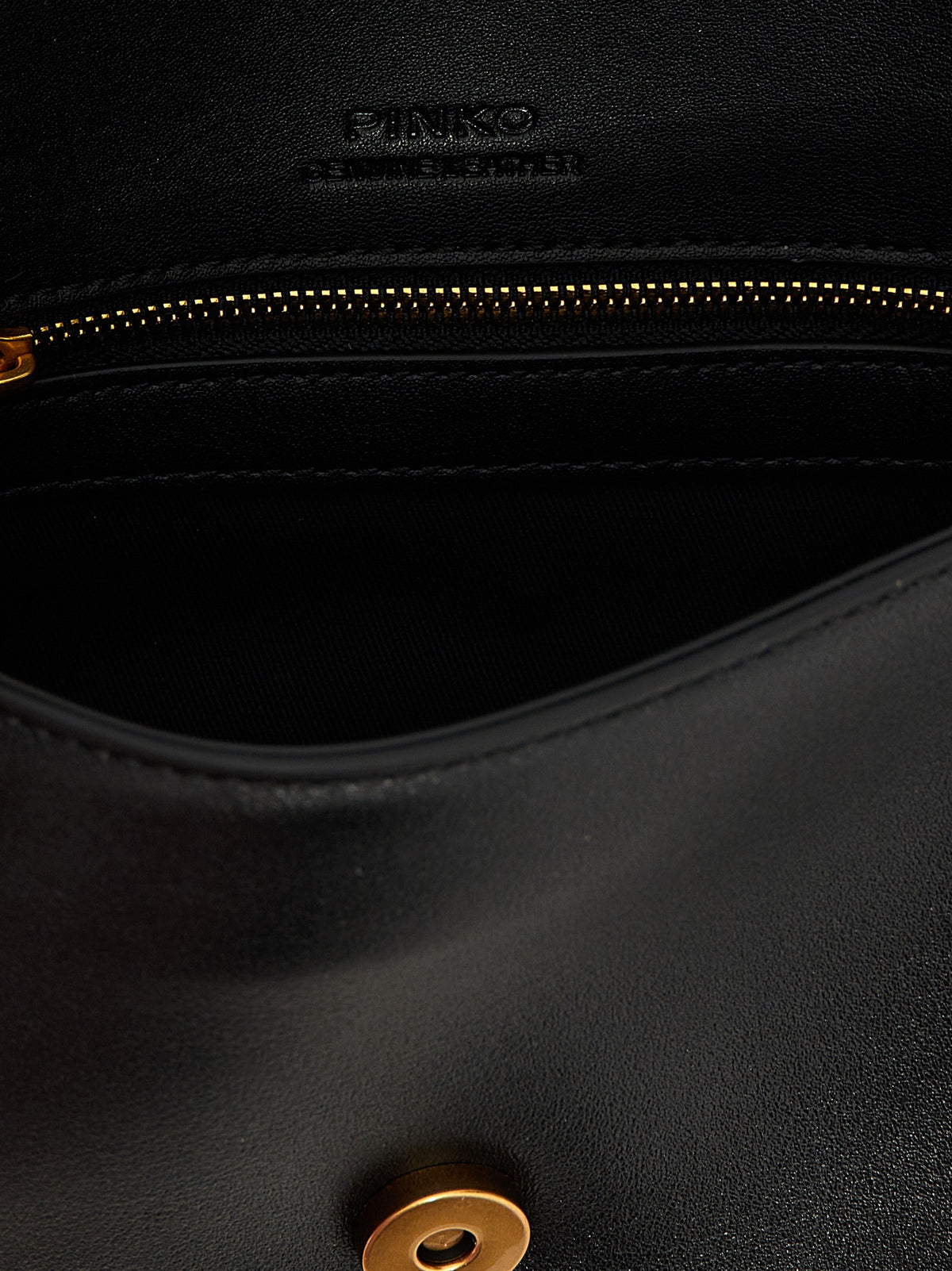PINKO Mini Love Slouchy Black Leather Shoulder Bag