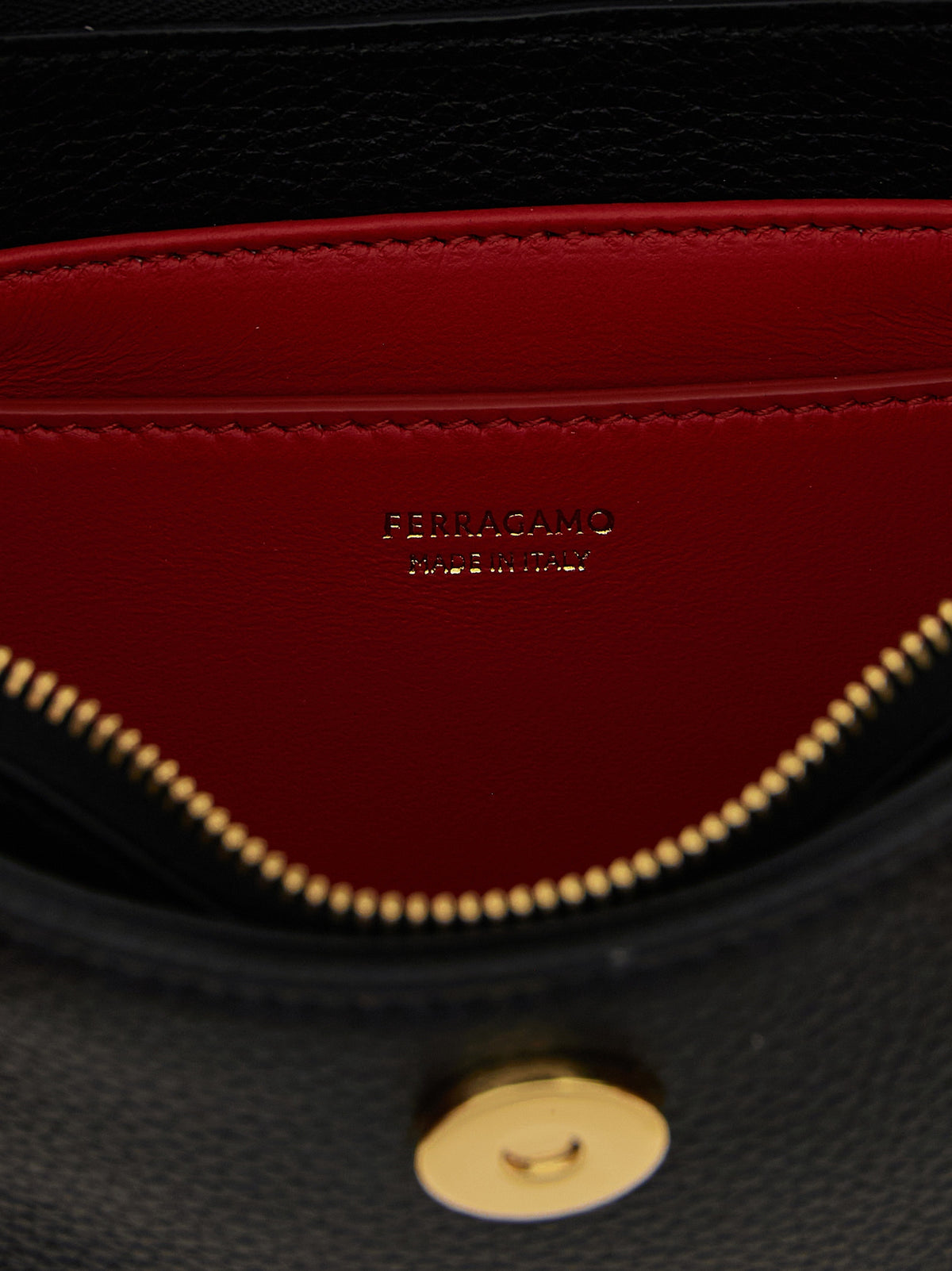Ferragamo Double Gancini Mini Bag Black Flame Red