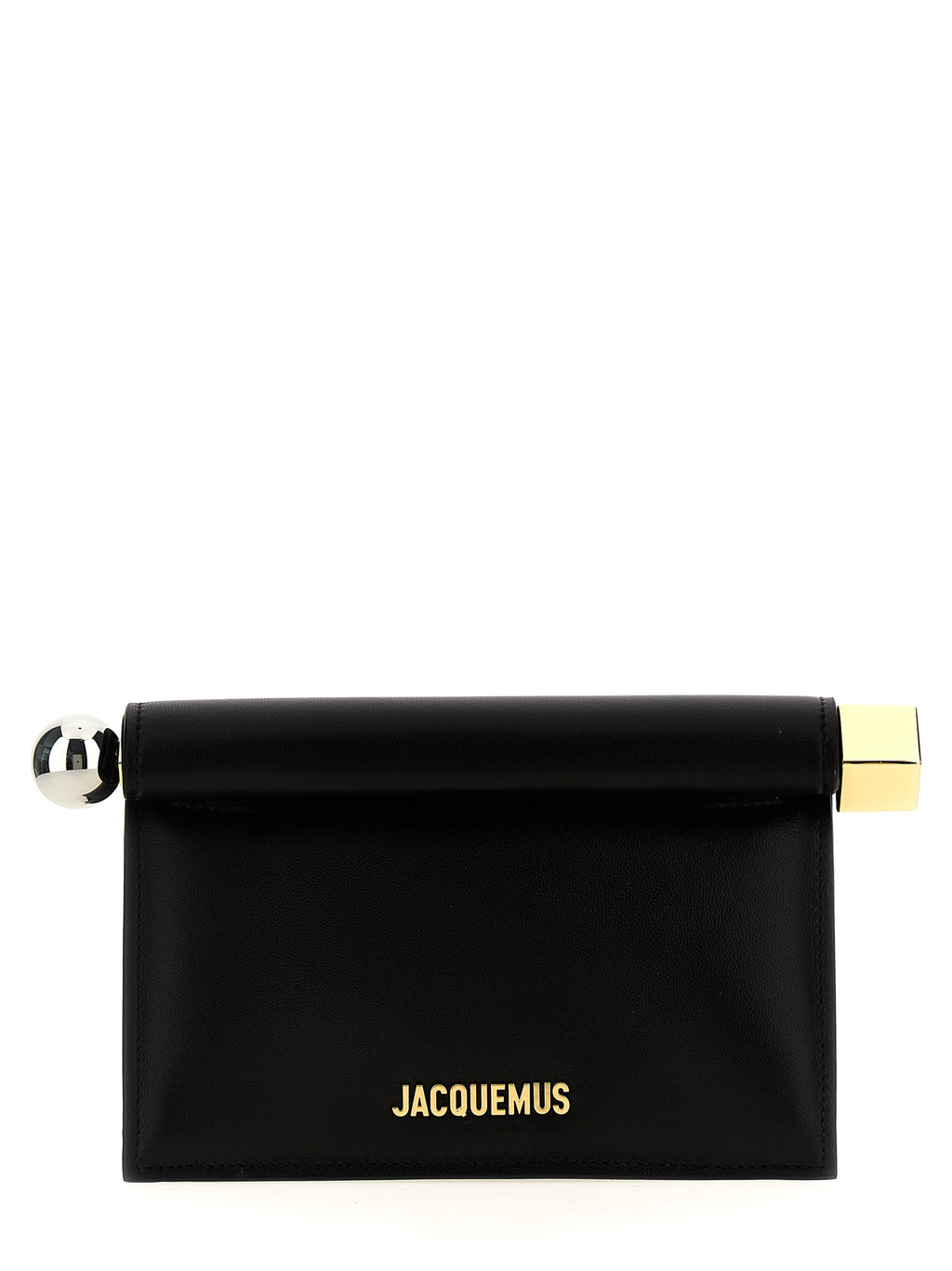 Jacquemus La Petite Pochette Rond Carré Black Leather Clutch Bag