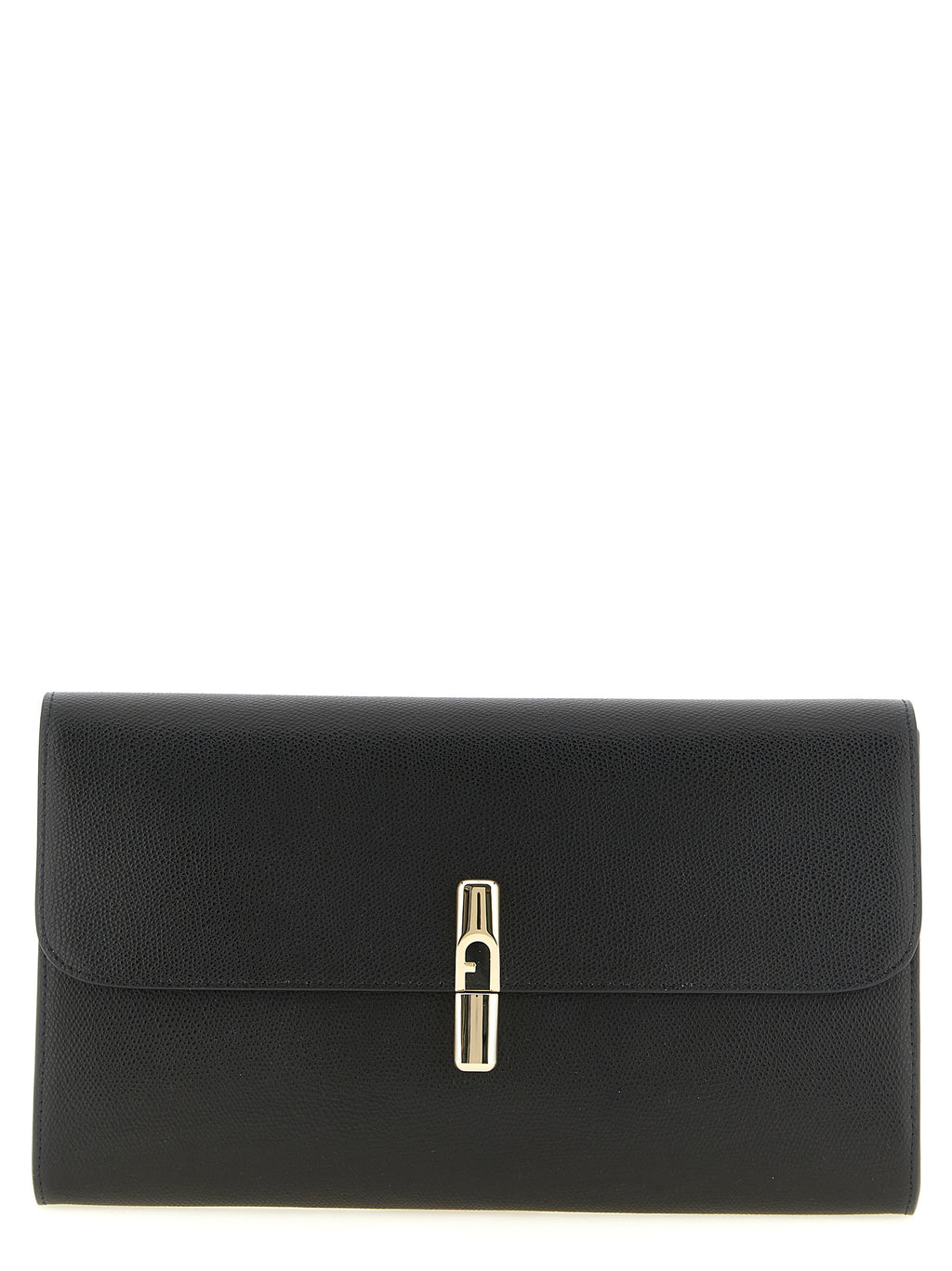 Furla Iride Nero Textured Calf Leather Clutch Bag