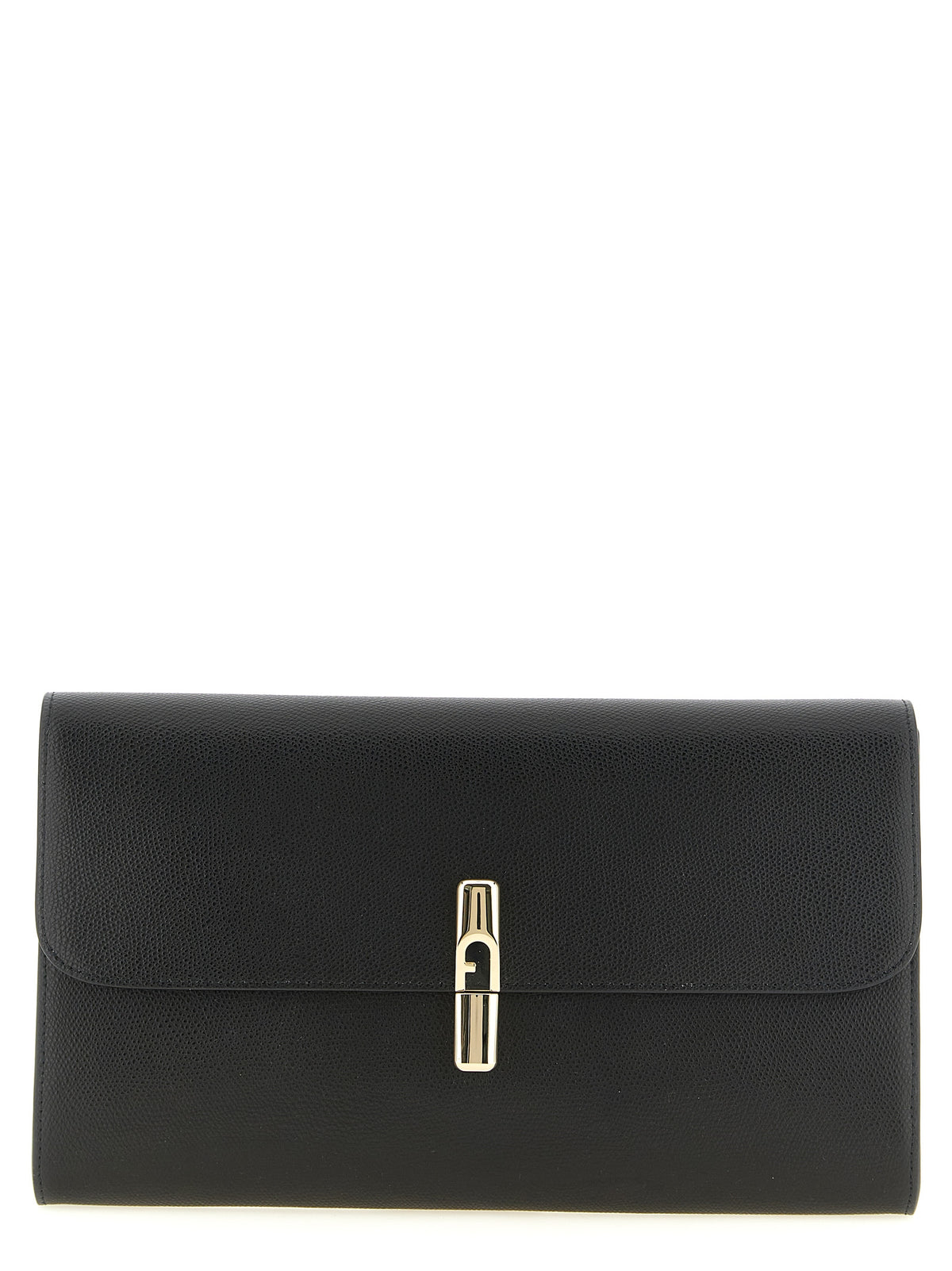 Furla Iride Nero Textured Calf Leather Clutch Bag