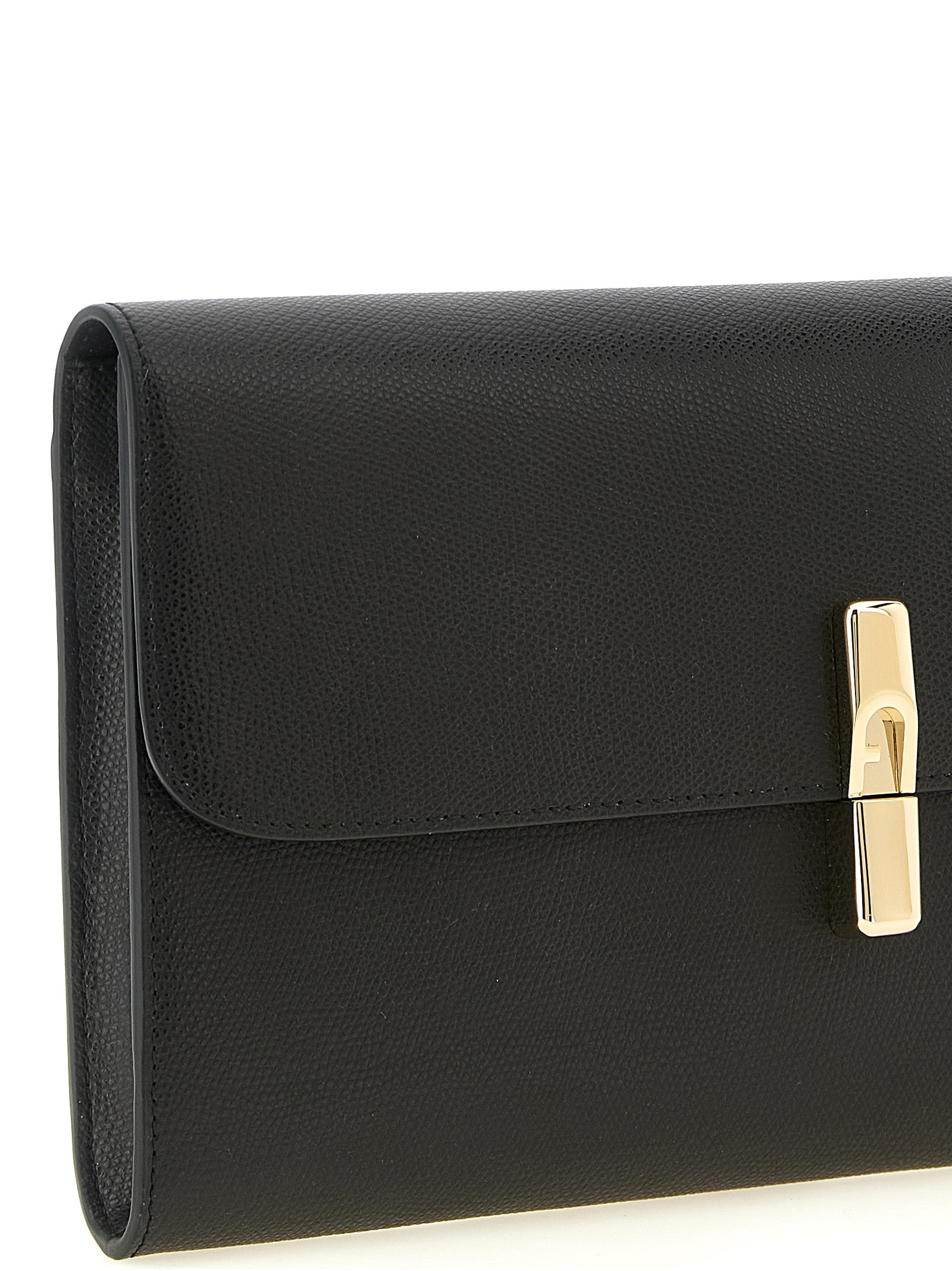 Furla Iride Nero Textured Calf Leather Clutch Bag