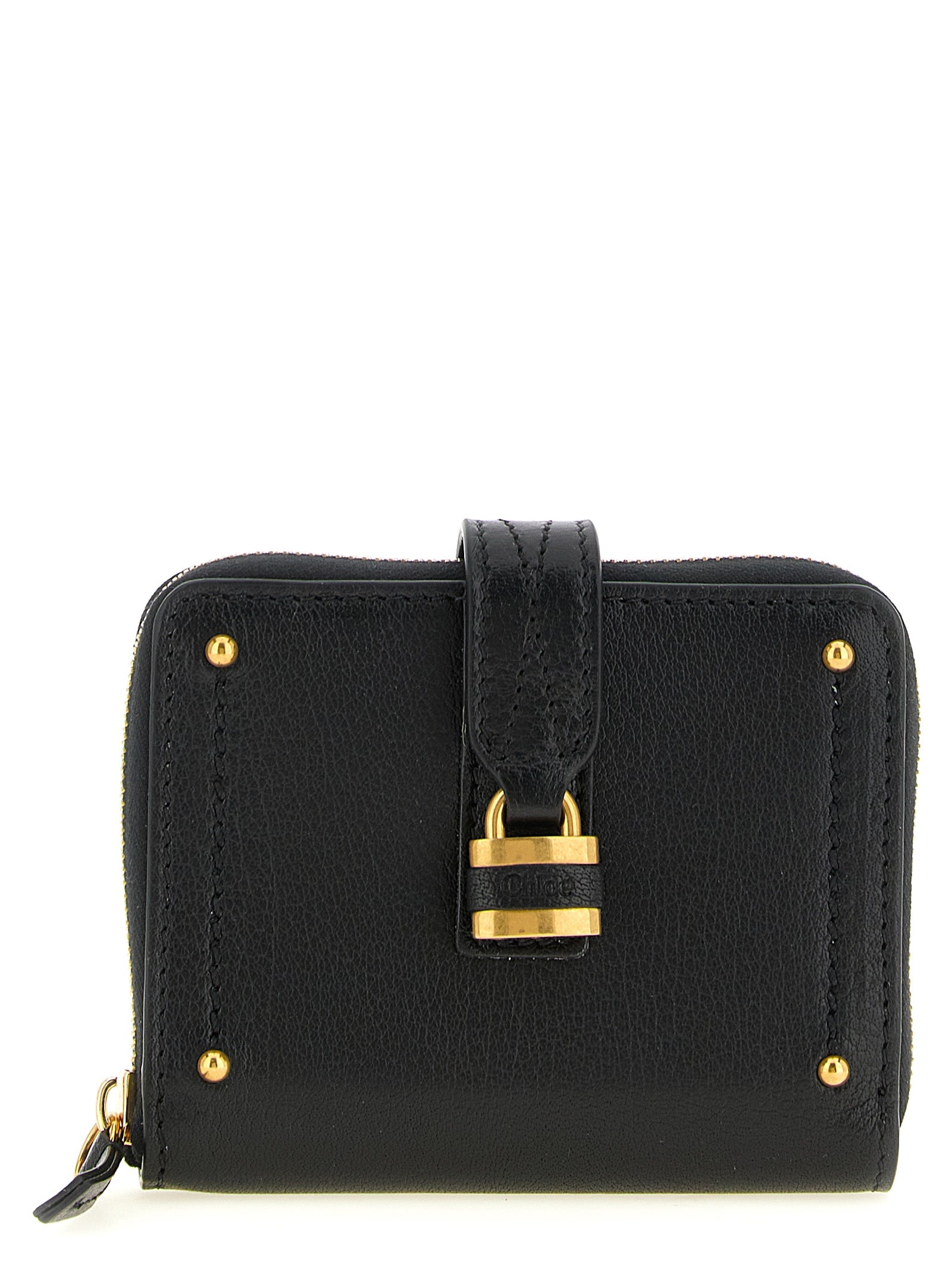 Chloé Paddington Black Grained Buffalo Leather Square Wallet