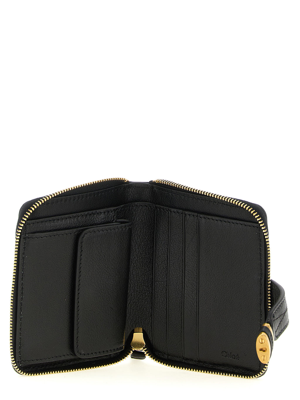 Chloé Paddington Black Grained Buffalo Leather Square Wallet