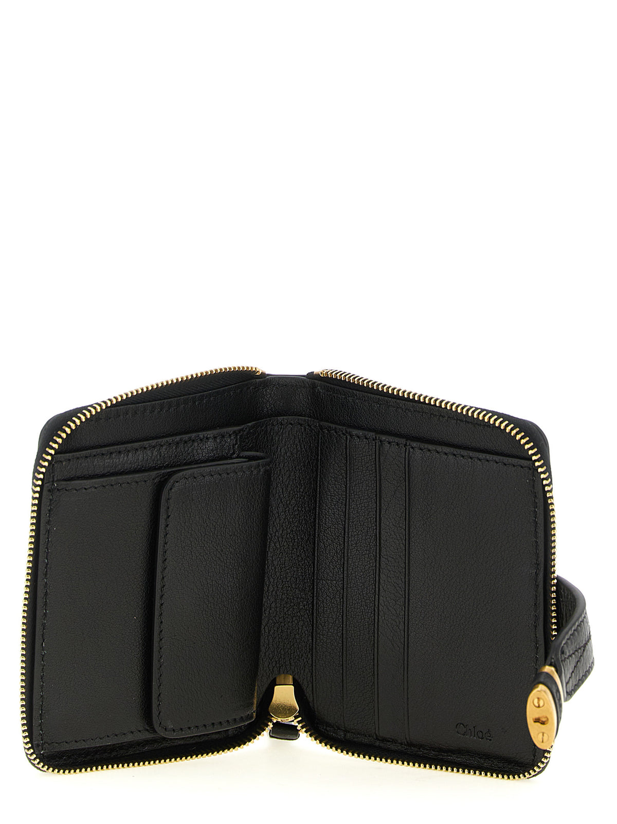 Chloé Paddington Black Grained Buffalo Leather Square Wallet