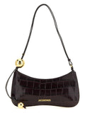 Jacquemus Le Bisou Perle Bordeaux Croc-Embossed Leather Shoulder Bag