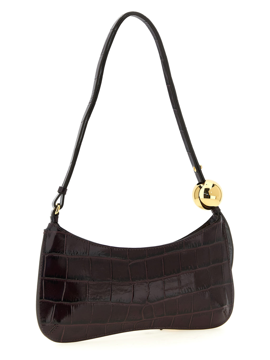 Jacquemus Le Bisou Perle Bordeaux Croc-Embossed Leather Shoulder Bag
