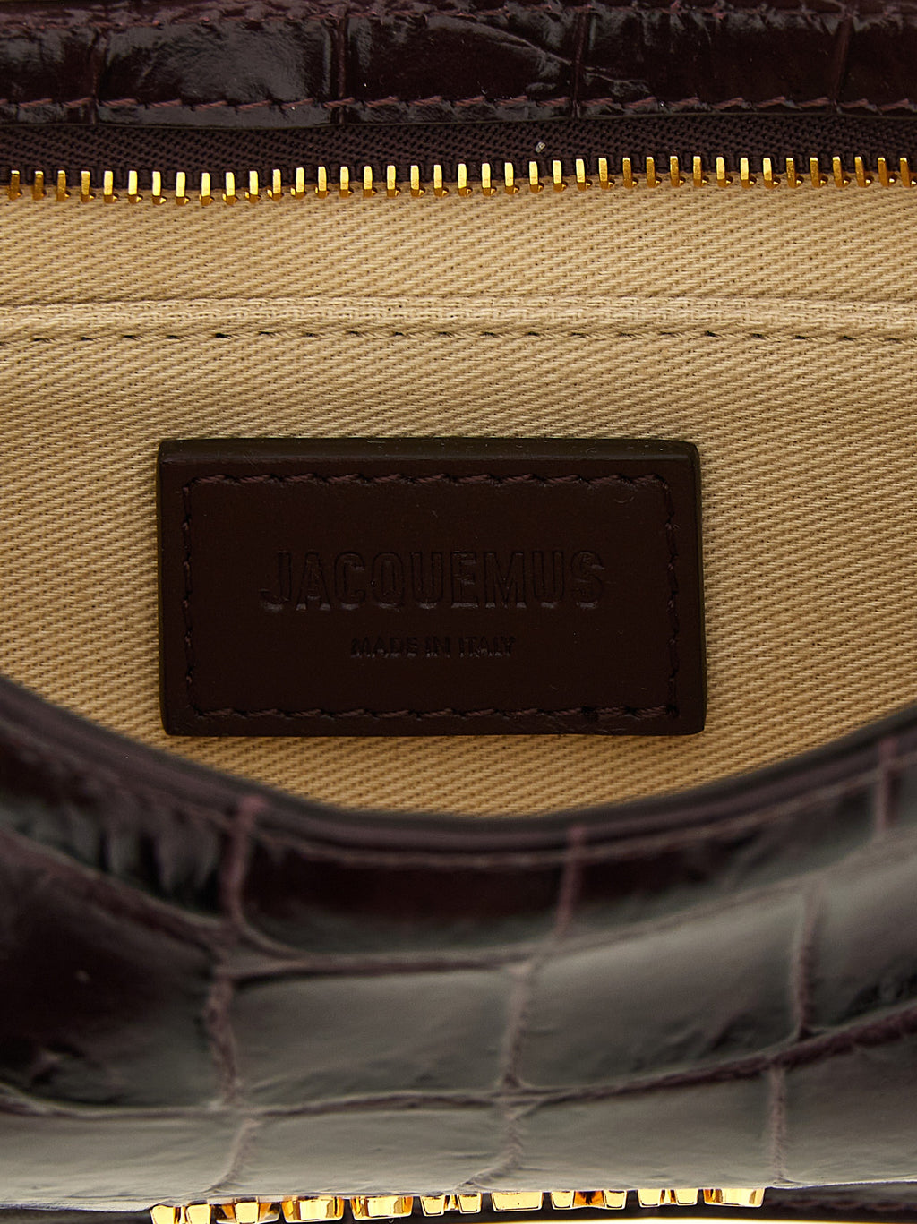 Jacquemus Le Bisou Perle Bordeaux Croc-Embossed Leather Shoulder Bag