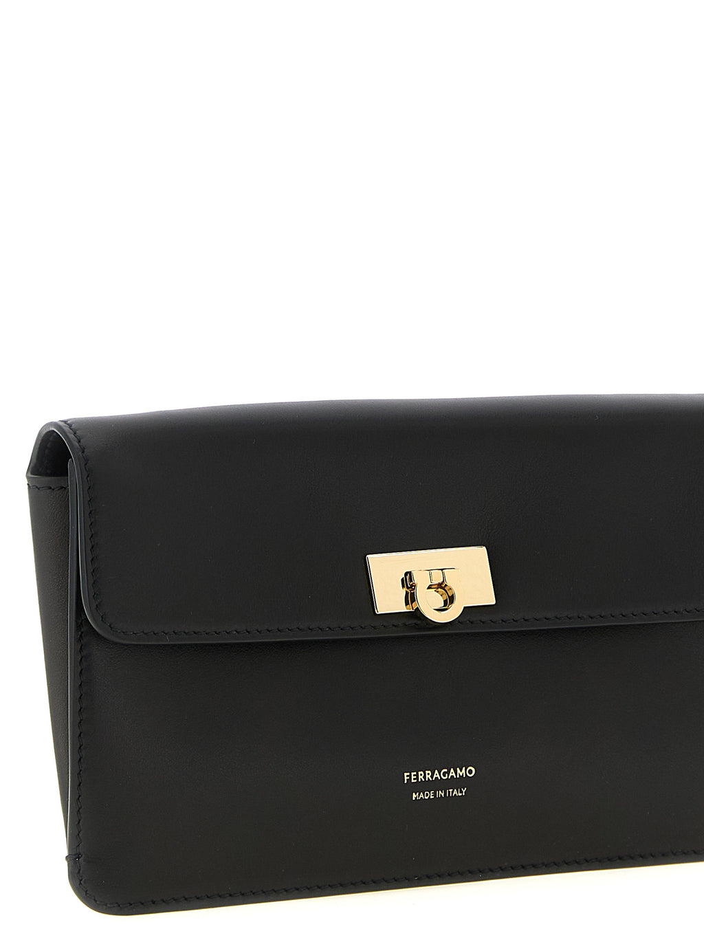 Ferragamo Flat Gancini Mini Bag Black