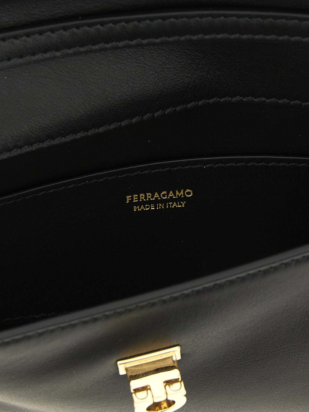Ferragamo Flat Gancini Mini Bag Black