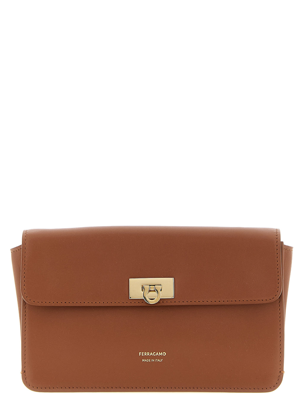 Ferragamo Flat Gancini Minibag New Cognac