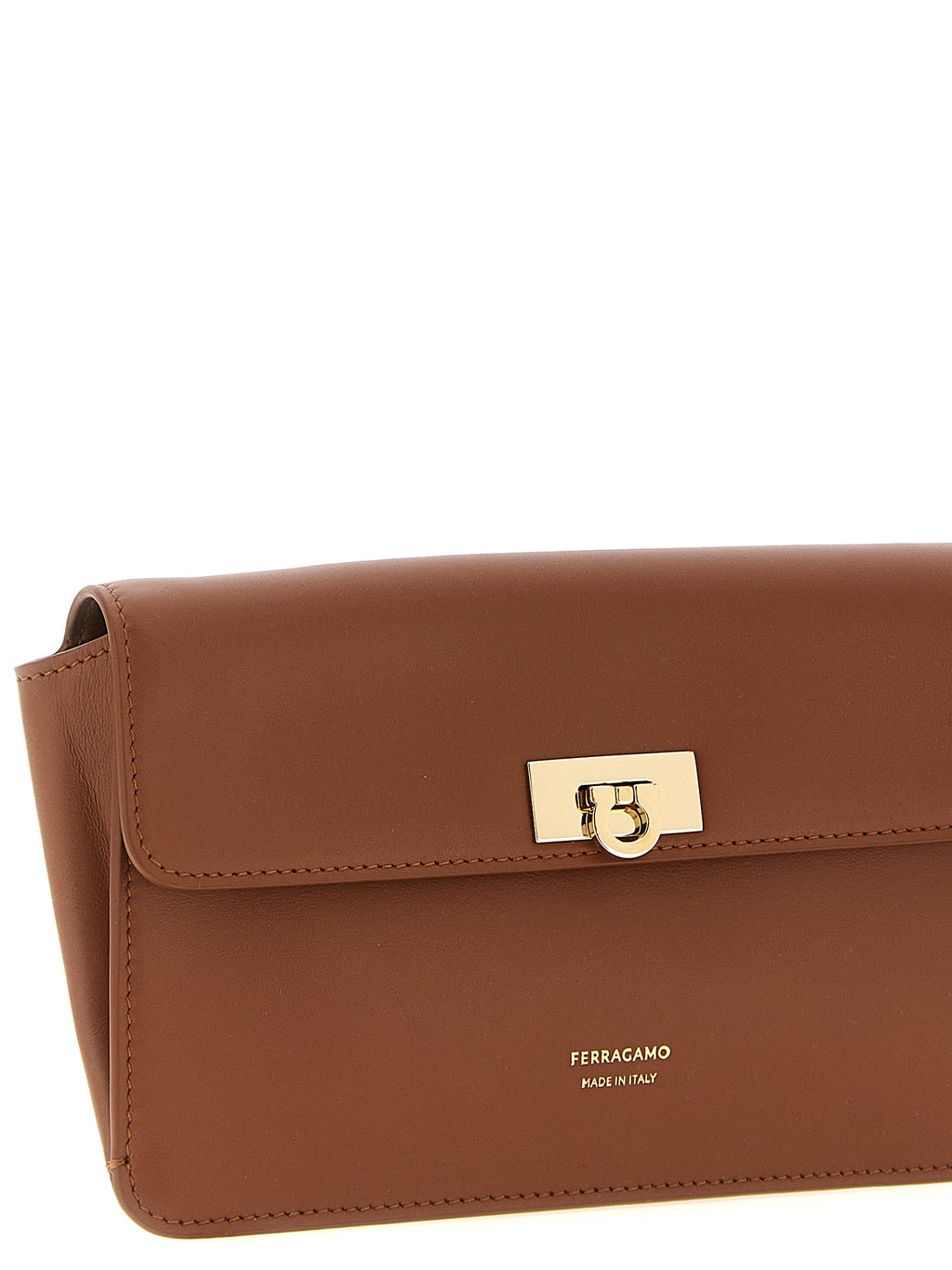 Ferragamo Flat Gancini Minibag New Cognac