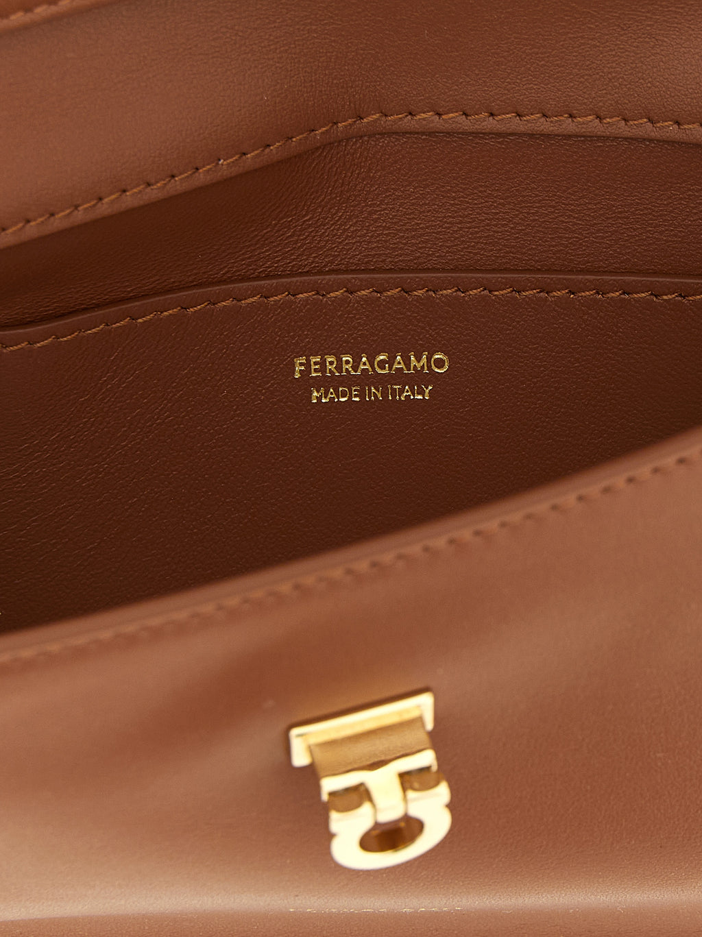 Ferragamo Flat Gancini Minibag New Cognac