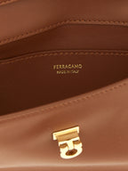Ferragamo Flat Gancini Minibag New Cognac
