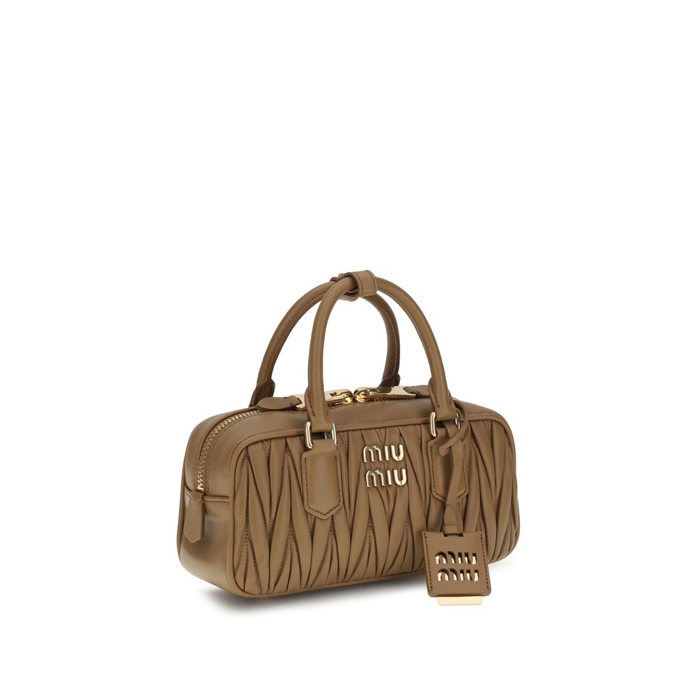 Miu Miu Arcadie Matelassé Leather Bag Caramel
