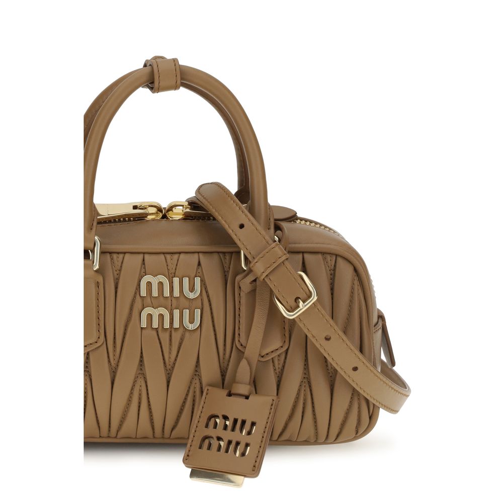 Miu Miu Arcadie Matelassé Leather Bag Caramel