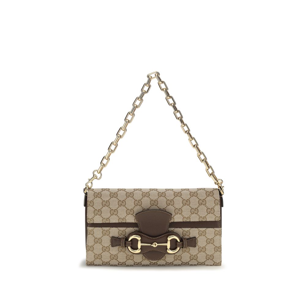 Gucci Horsebit Ristretto Medium Shoulder Bag Sand Brown