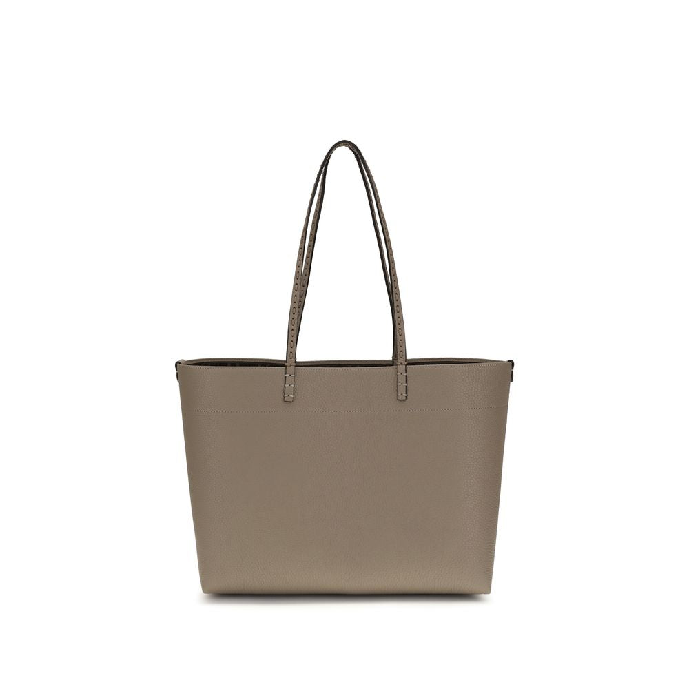 Fendi Medium Roll Dove Grey Selleria Leather Tote Bag
