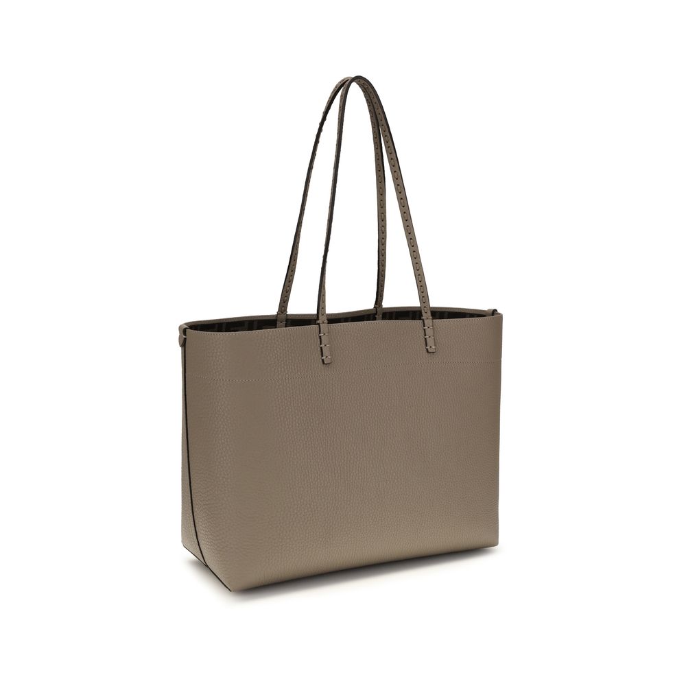 Fendi Medium Roll Dove Grey Selleria Leather Tote Bag