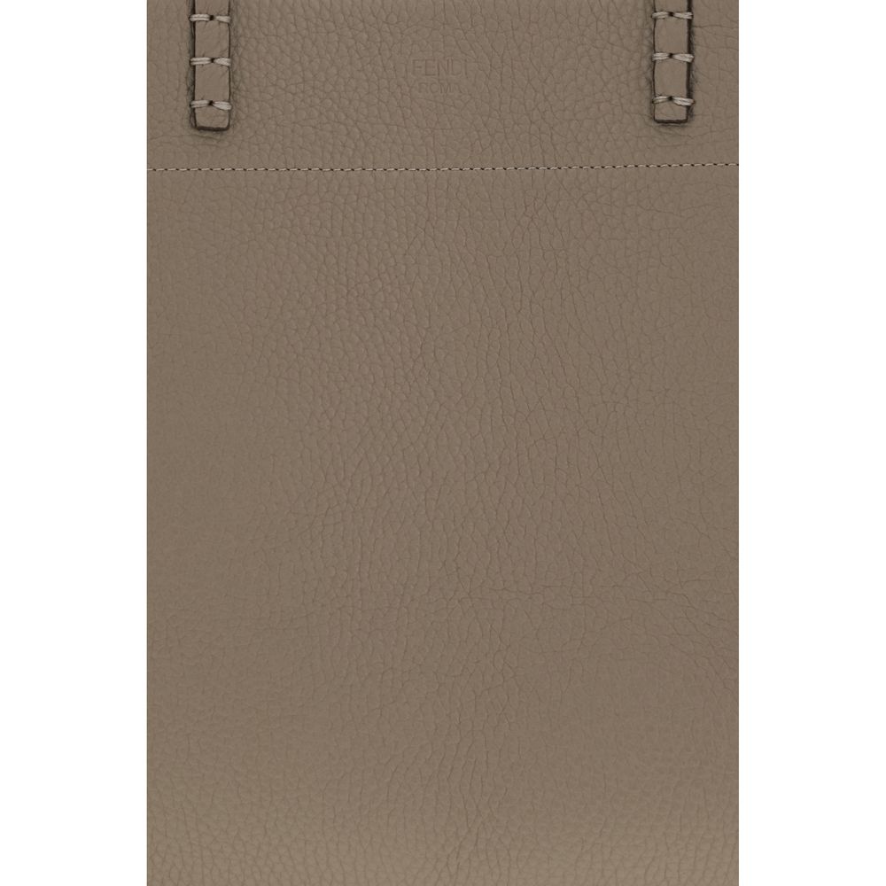 Fendi Medium Roll Dove Grey Selleria Leather Tote Bag