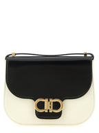 Ferragamo Double Gancini XS Black & White Leather Crossbody Bag