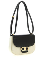Ferragamo Double Gancini XS Black & White Leather Crossbody Bag