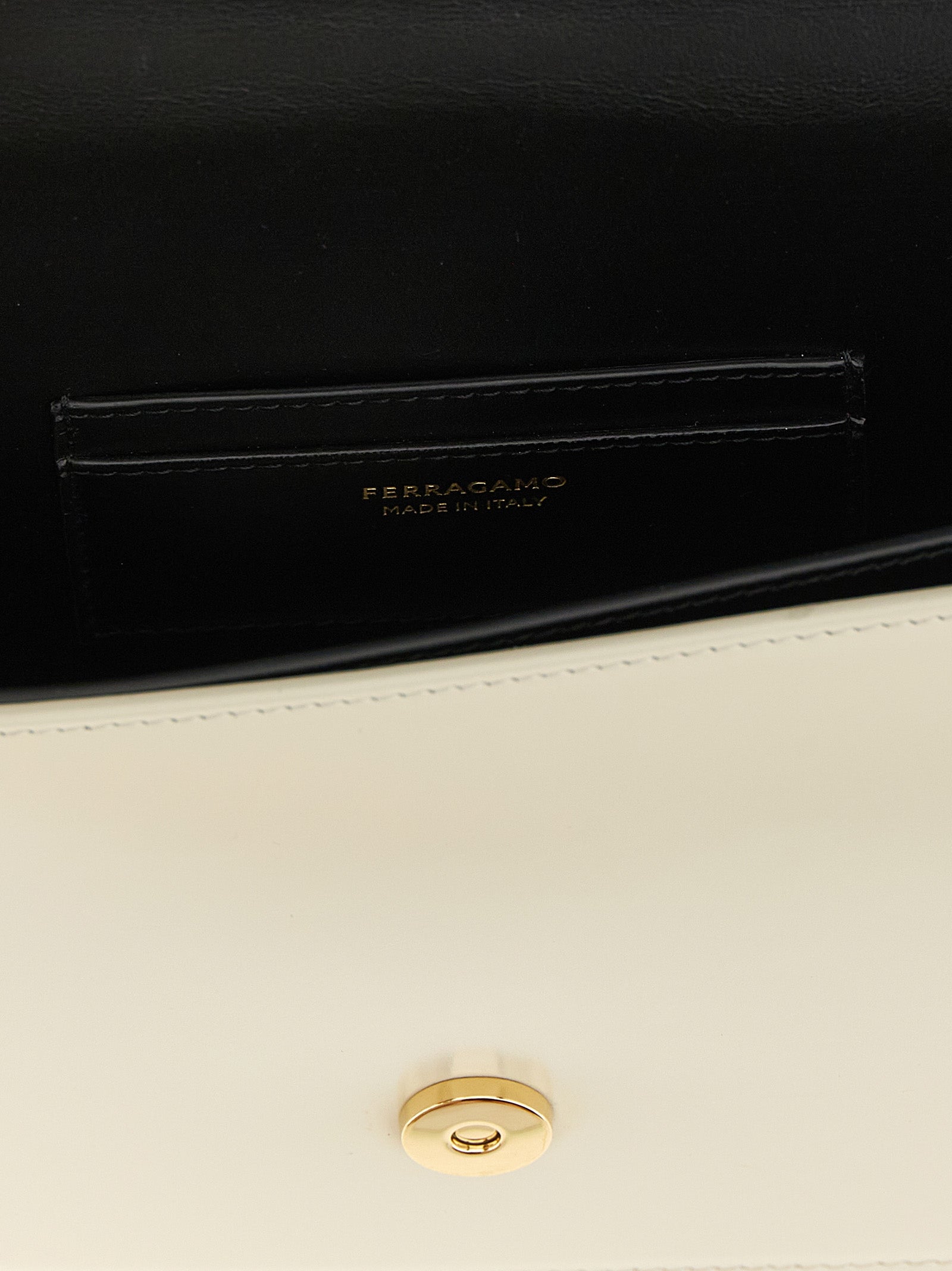 Ferragamo Double Gancini XS Black & White Leather Crossbody Bag
