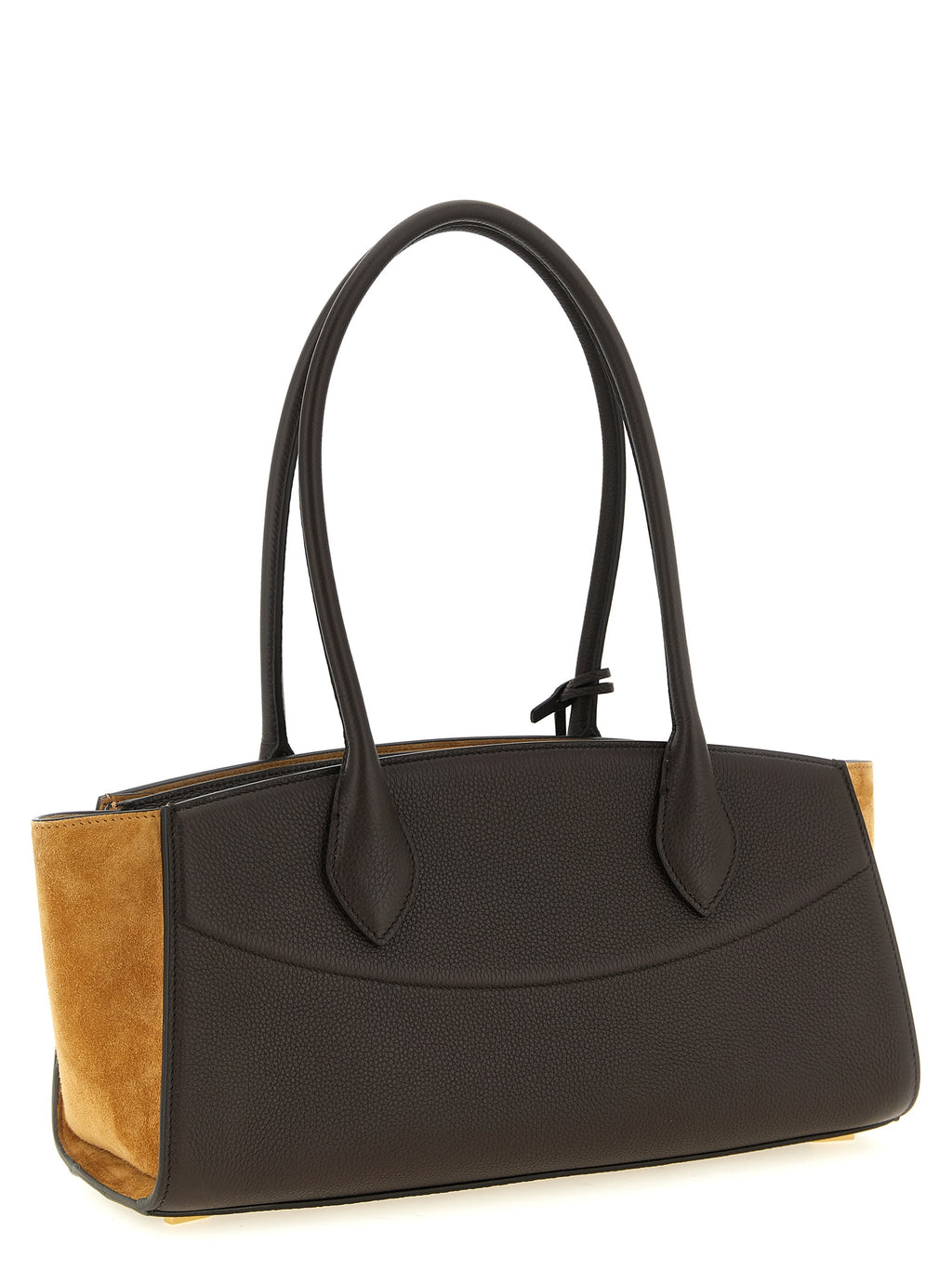 Ferragamo Studio Soft East-West Medium Brown Leather & Suede Shoulder Bag