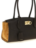 Ferragamo Studio Soft East-West Medium Brown Leather & Suede Shoulder Bag