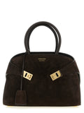 Ferragamo Hug S Testa di Moro Suede Handbag