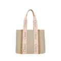 Chloé Medium Woody Blushy Beige Linen Tote Bag