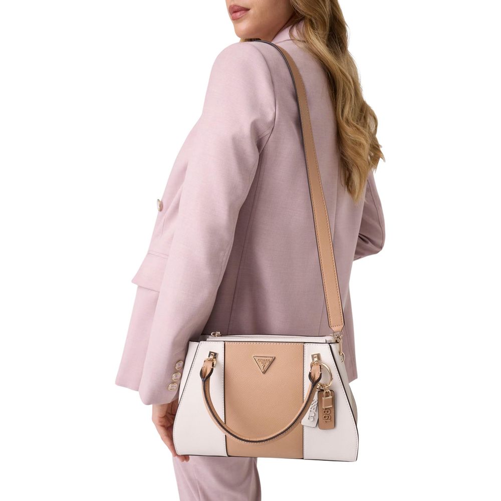 Guess Noelle II Luxury Off White & Beige Satchel Bag