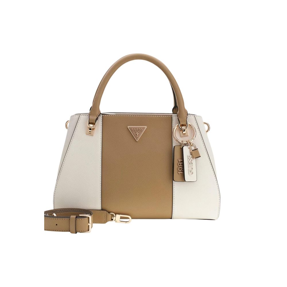 Guess Noelle II Luxury Off White & Beige Satchel Bag