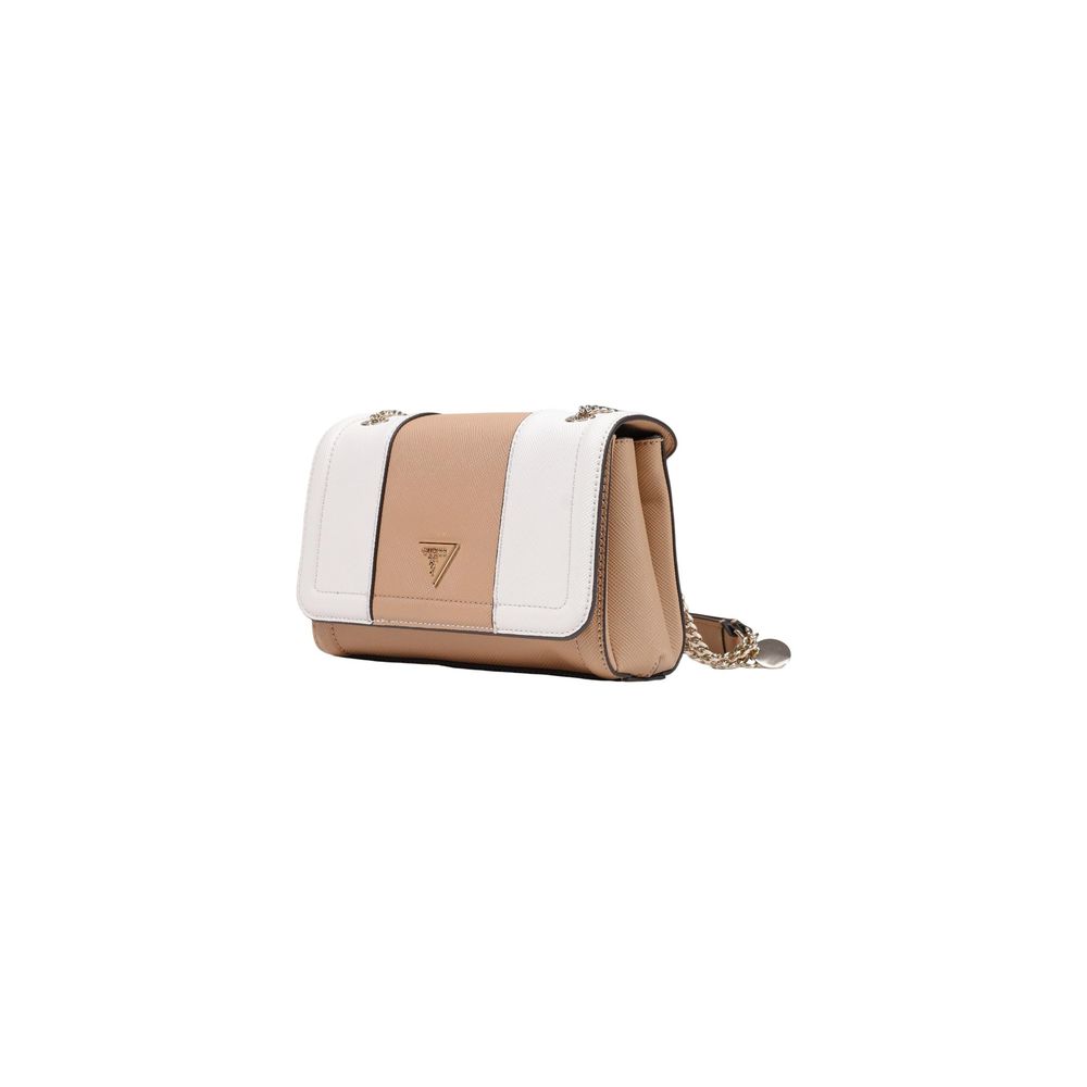 Guess Noelle Saffiano Cream White & Beige Mini Crossbody Bag