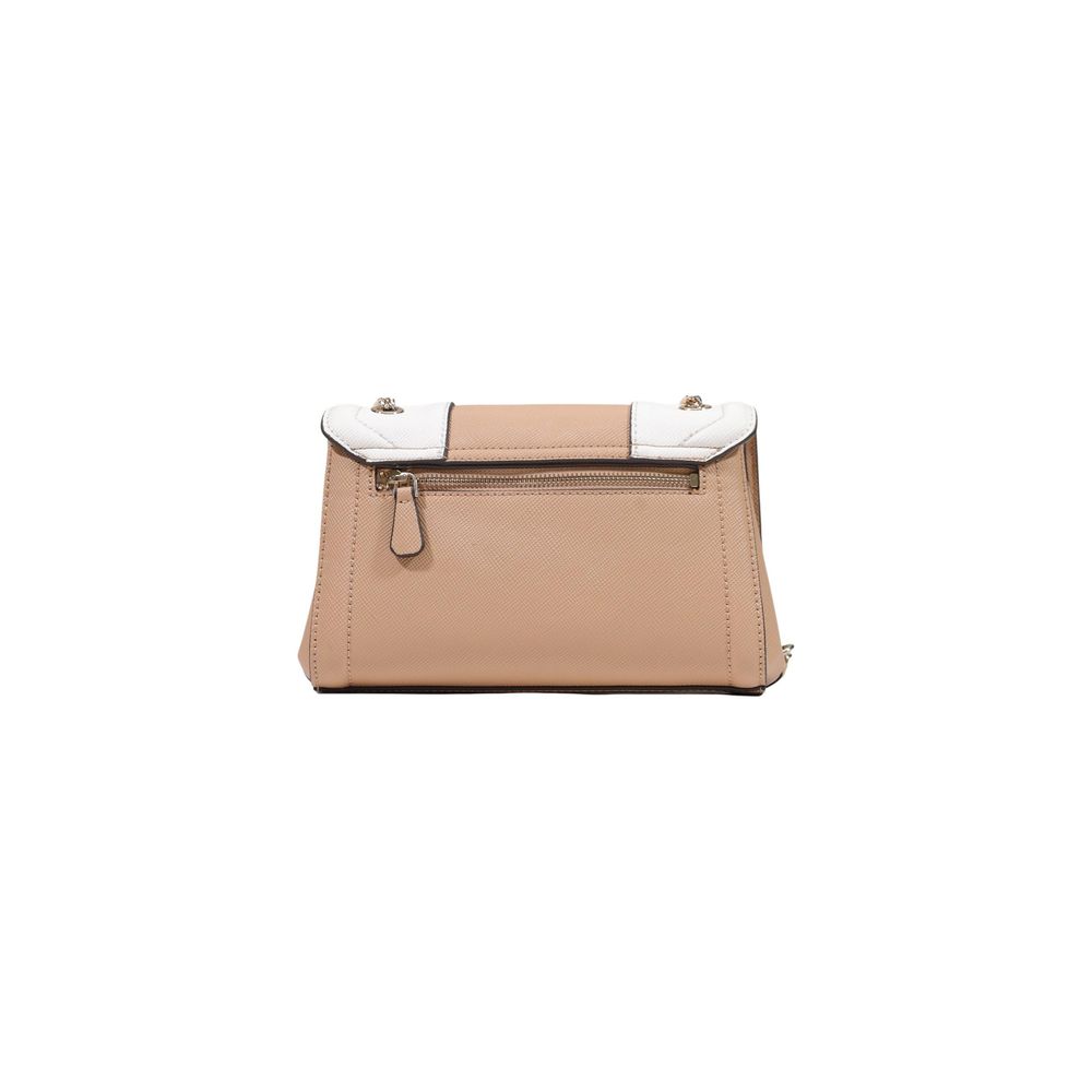 Guess Noelle Saffiano Cream White & Beige Mini Crossbody Bag