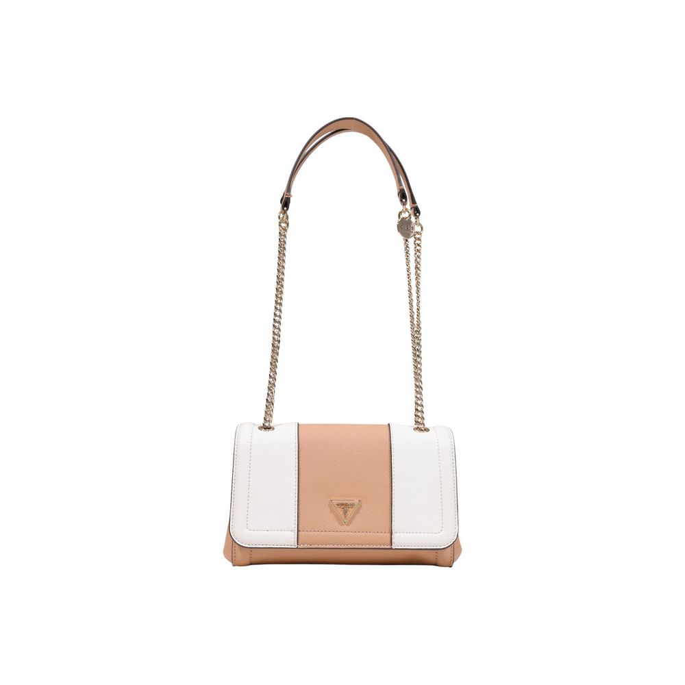 Guess Noelle Saffiano Cream White & Beige Mini Crossbody Bag