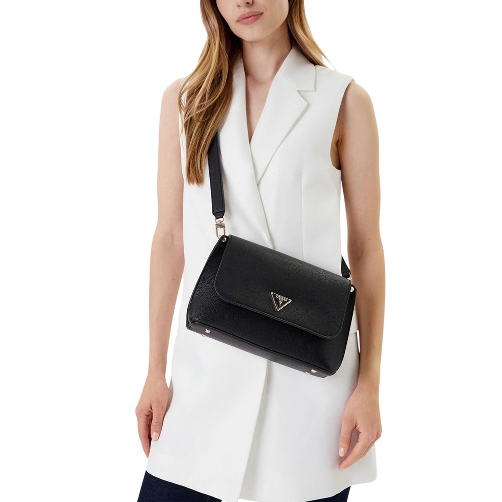 Guess Meridian II Black Flap Crossbody Bag