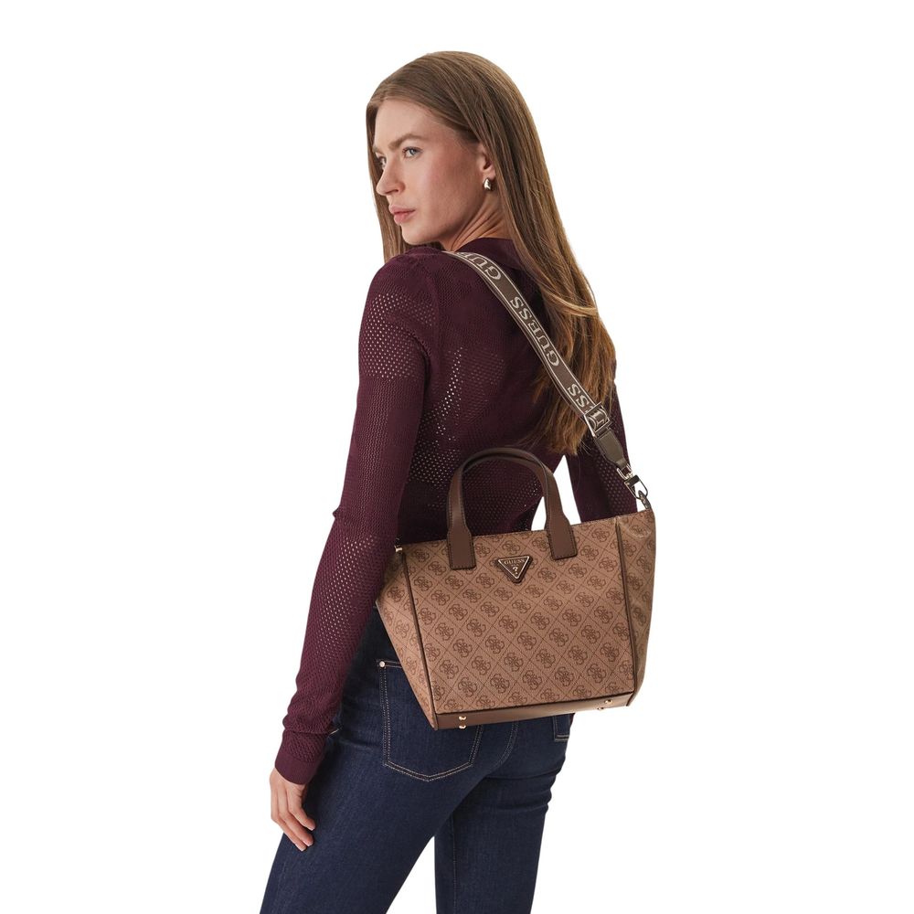Guess Follie Latte Logo Shopper Tote Bag