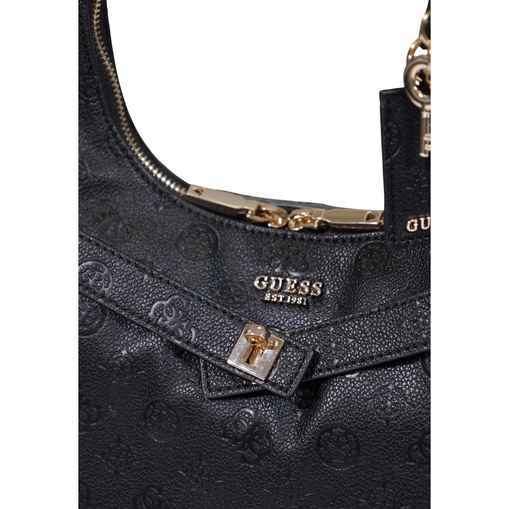 Guess Ella Logo Black Hobo Shoulder Bag