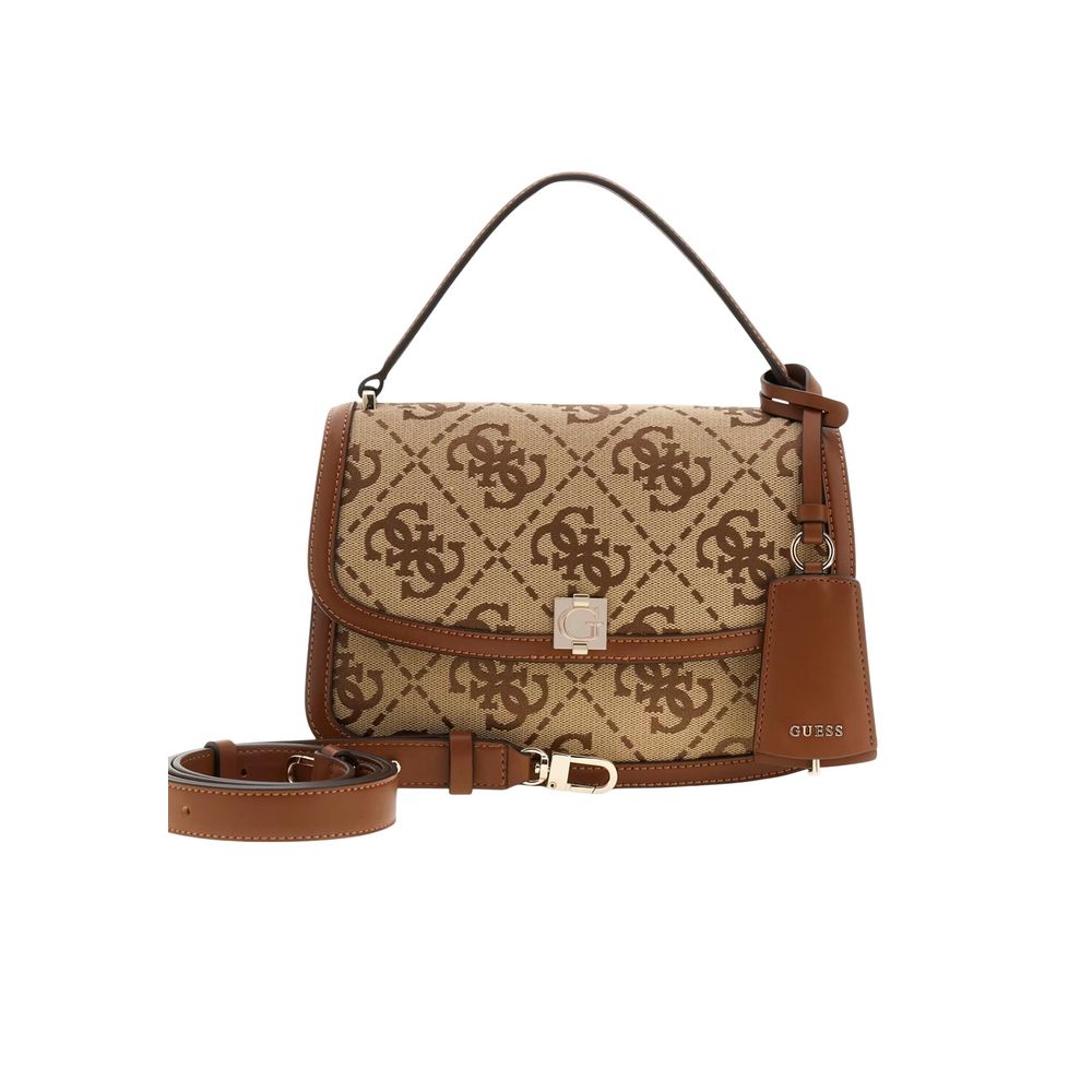 Guess Audrey Logo Latte Logo Crossbody Bag