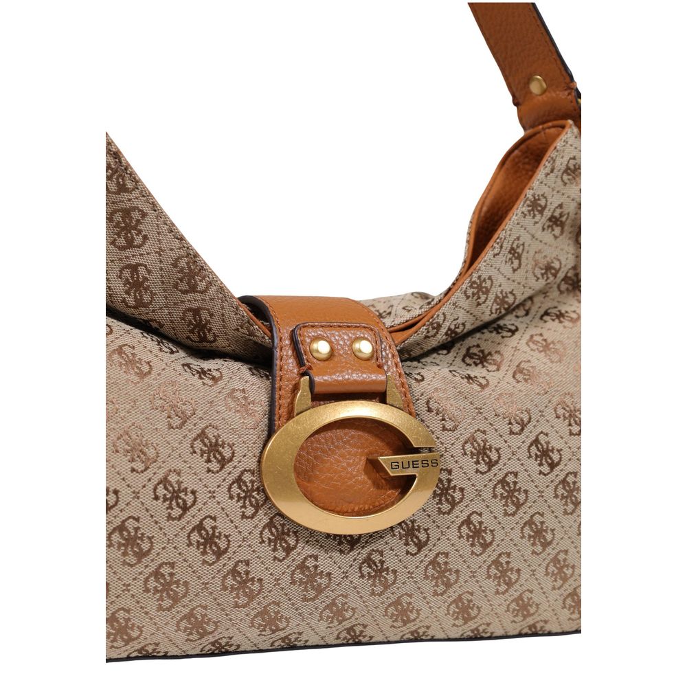 Guess Camden Latte Logo & Cognac Shoulder Bag