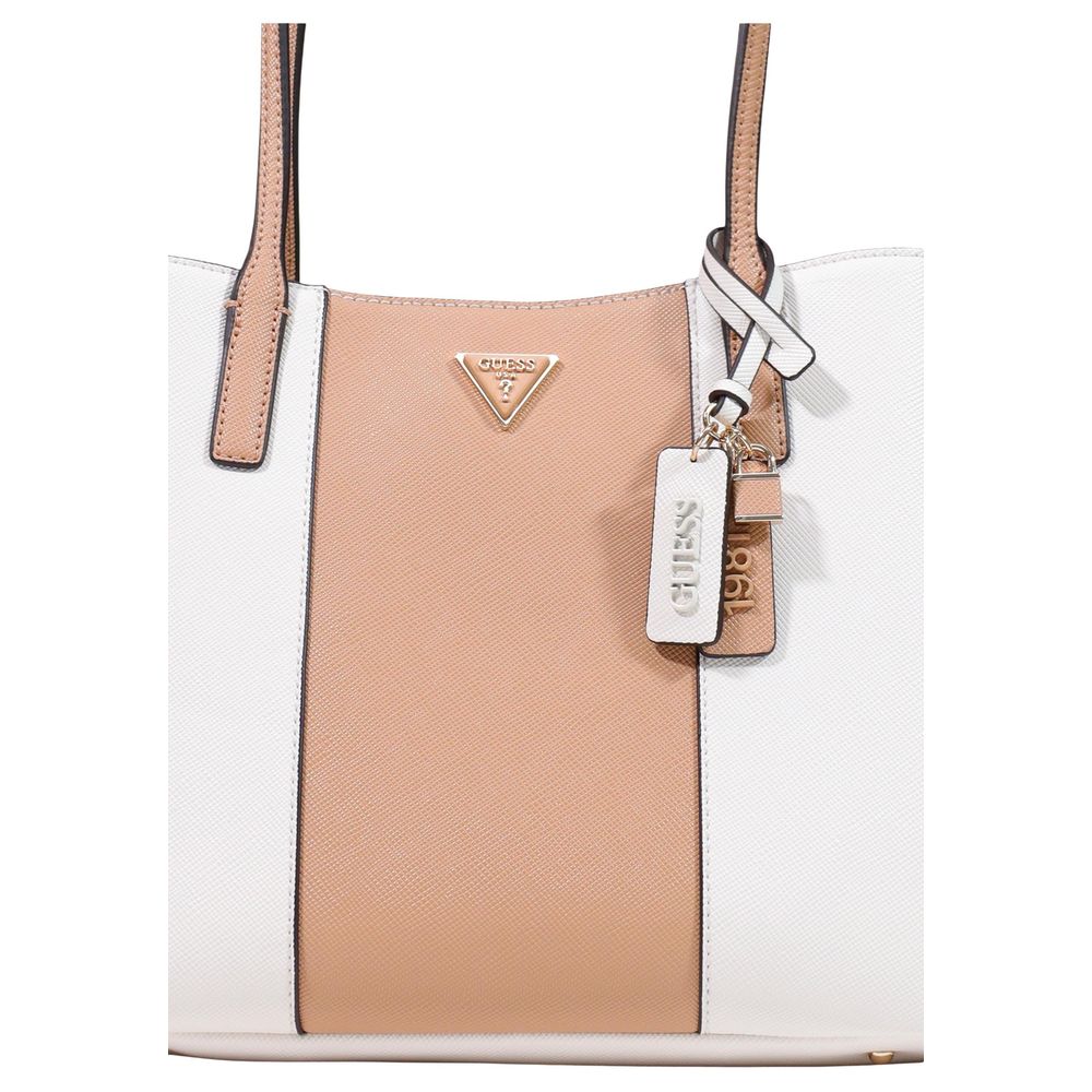 Guess Noelle Off White & Beige Tote Bag