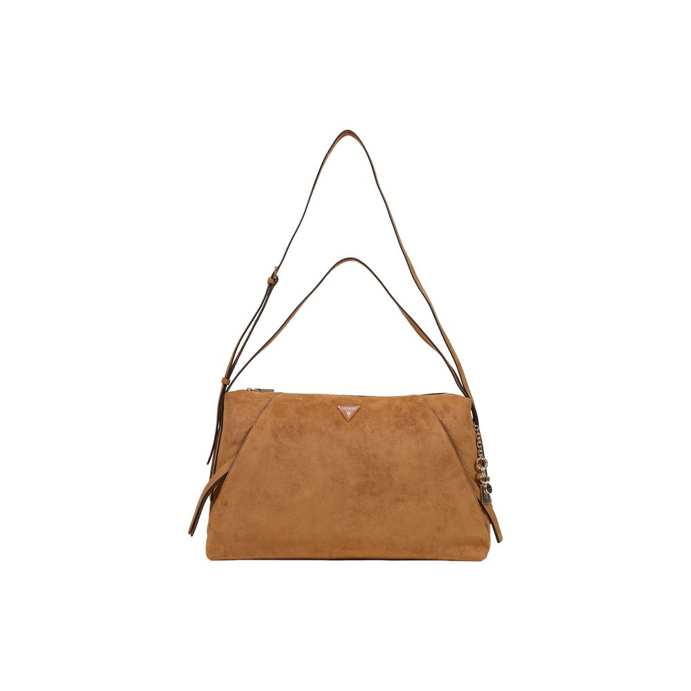 Guess Devon Cognac Suede-Effect Large Shoulder Bag