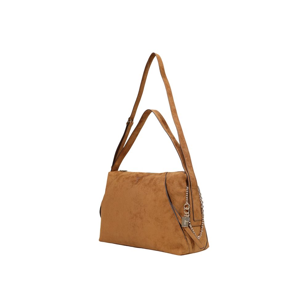 Guess Devon Cognac Suede-Effect Large Shoulder Bag
