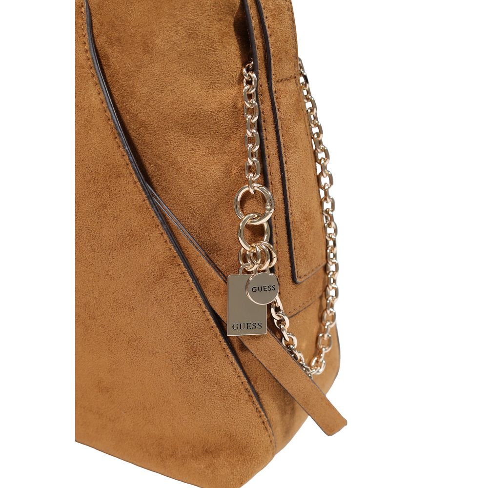 Guess Devon Cognac Suede-Effect Large Shoulder Bag