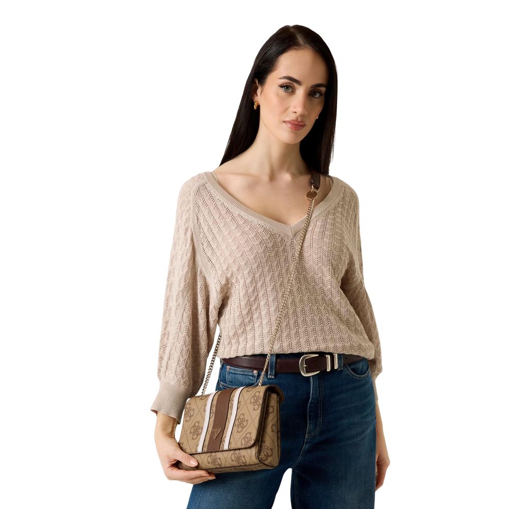 Guess Noelle Latte Logo Crossbody Bag