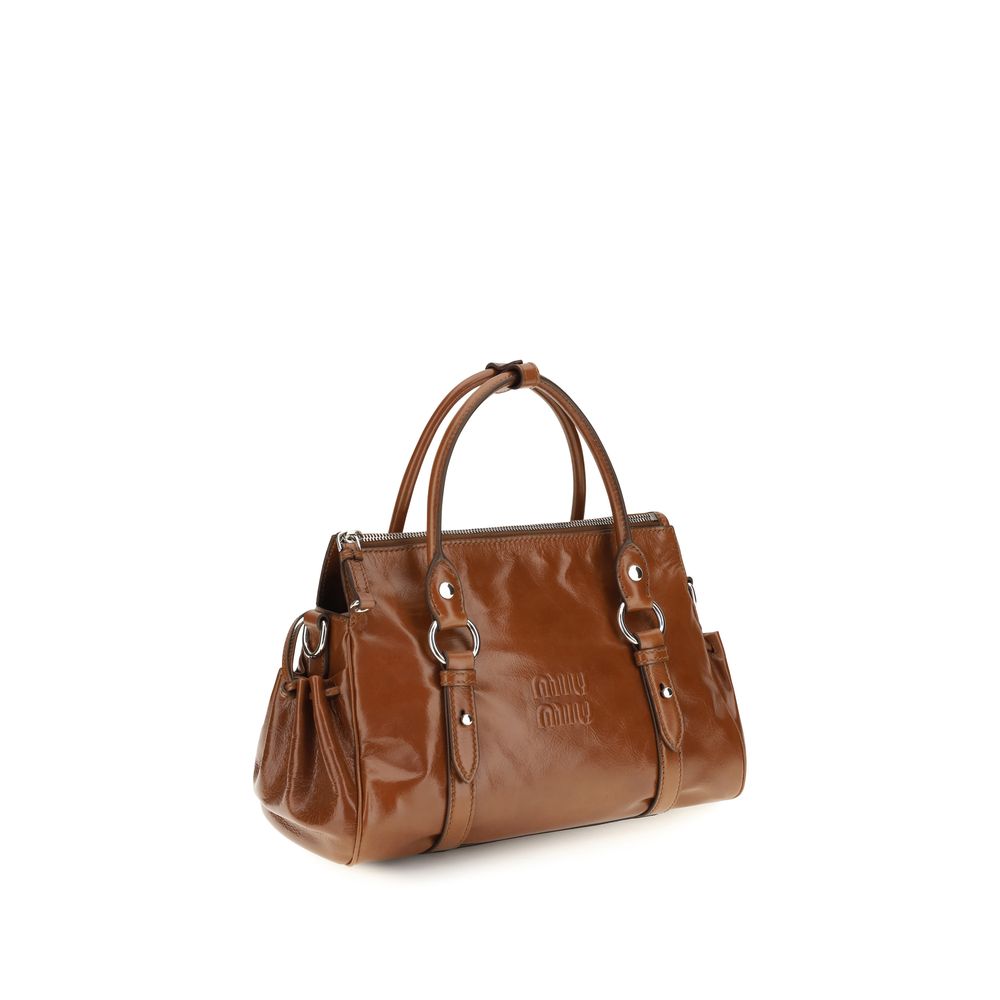 Miu Miu Palisander Glossy Leather Handbag