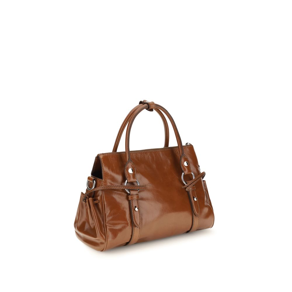 Miu Miu Palisander Glossy Leather Handbag
